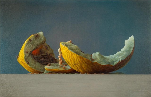 Foto: Honigmelone (2025), Öl auf Mdf, 31×48 cm, Copyright: Bart Koning